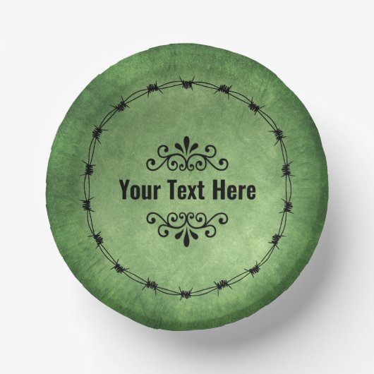 Gothic Circle Black Barbed Wire Scrolls on Green Papieren Kommen (Voorkant)