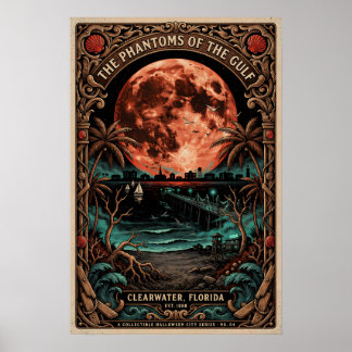 Gothic Clearwater, FL Kunst | Vintage Horror Reize Poster