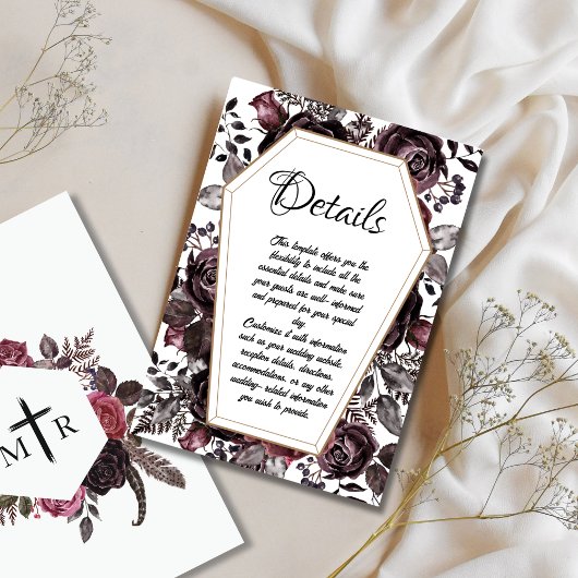 Gothic Coffin bruiloft Details Behuizing Kaart