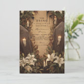 Gothic Coffin Candlelight Halloween Soirée Kaart (Staand voorkant)