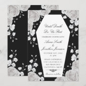 Gothic Coffin Invitation with Elegant White Roses Kaart (Voorkant / Achterkant)