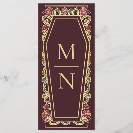 Gothic Coffin Roos Red Wedding Menu (Achterkant)