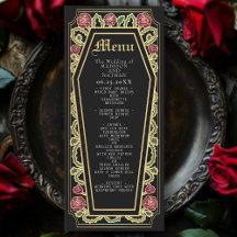 Gothic Coffin Roos Zwart Trouwmenu