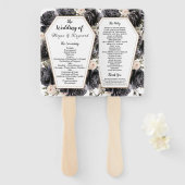 Gothic Coffin Zwart Rozen Bruiloft Handwaaier (Voorkant en achterkant)