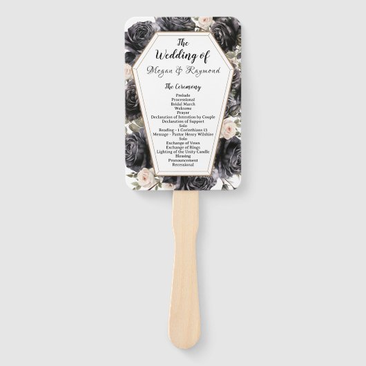 Gothic Coffin Zwart Rozen Bruiloft Handwaaier (Voorkant)