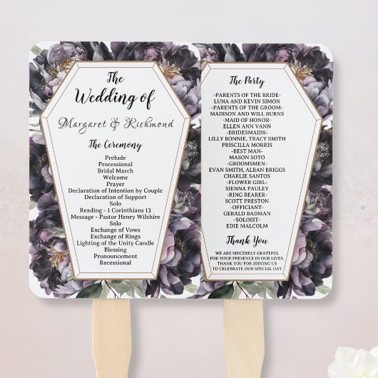 Gothic Coffin Zwarte Pioen Bruiloft Hand Fan Handwaaier