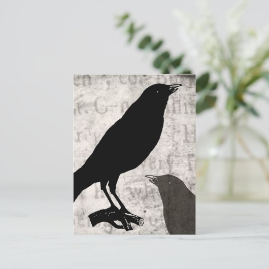 Gothic Collage Gepersonaliseerd vogelbeker Briefkaart (Staand voorkant)