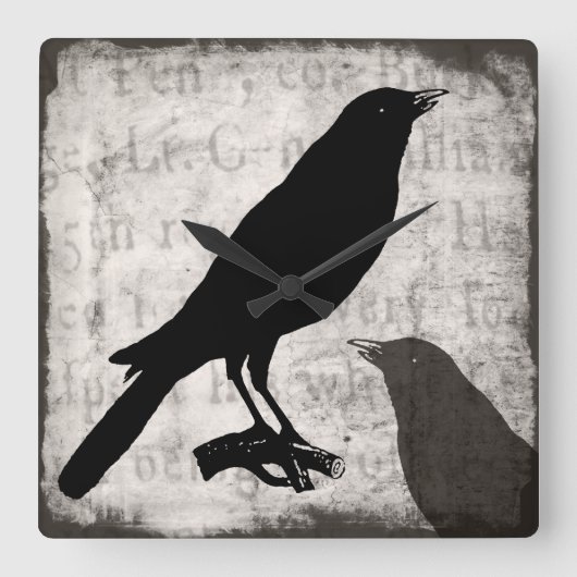  Gothic Collage Gepersonaliseerd vogelbeker Vierkante Klok (Voorkant)