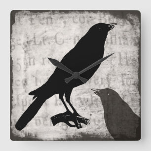 Gothic Collage Gepersonaliseerd vogelbeker Vierkante Klok