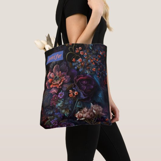 Gothic Colorful Floral Modern Personalized Tote Bag (Dichtbij)