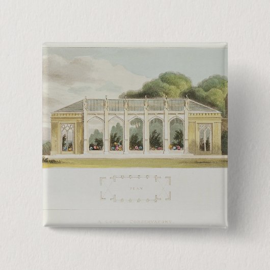 Gothic Conservatory, 1832 Vierkante Button 5,1 Cm (Voorkant)