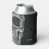 Gothic Cool Half Skull Head Black en White Grunge Blikjeskoeler (Blikje Voorkant)