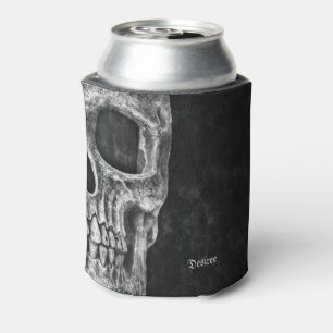 Gothic Cool Half Skull Head Black en White Grunge Blikjeskoeler