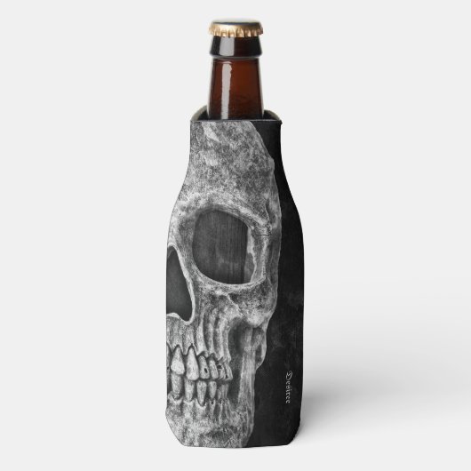 Gothic Cool Half Skull Head Black en White Grunge Flesjeskoeler (Fles Voorkant)