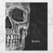Gothic Cool Half Skull Head Black en White Grunge Wijn Etiket (Enkel label)
