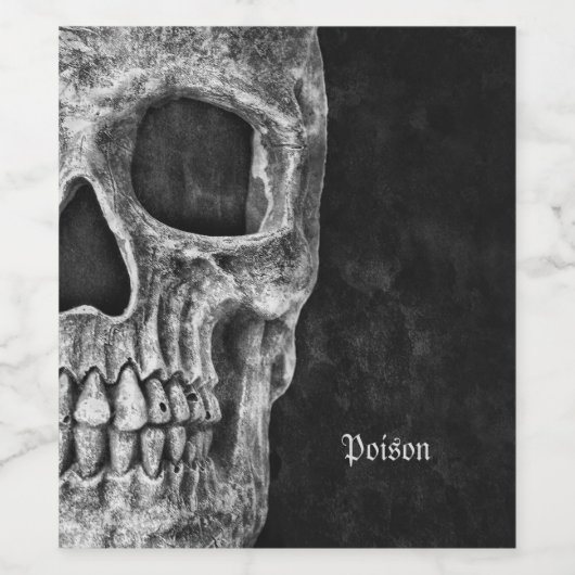 Gothic Cool Half Skull Head Black en White Grunge Wijn Etiket (Enkel label)