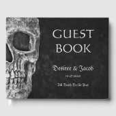 Gothic Cool Halve Schedel Zwart en Wit Grunge Gastenboek (Voorkant)