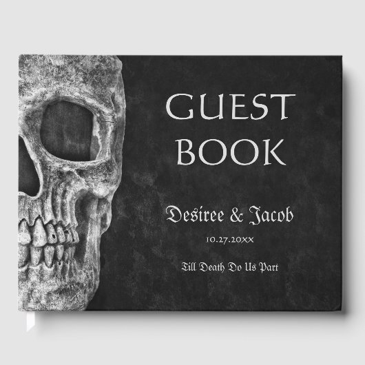 Gothic Cool Halve Schedel Zwart en Wit Grunge Gastenboek (Voorkant)