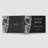 Gothic Cool Halve Schedel Zwart en Wit Grunge Gastenboek (Volledig)