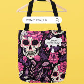 Gothic Cool Sugar Schedel Bloemen Modern Elegant Tote Bag