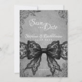 Gothic Coquette Black Lace Bow Photo Save The Date (Voorkant)