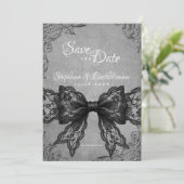 Gothic Coquette Black Lace Bow Photo Save The Date (Staand voorkant)