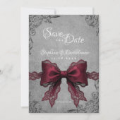 Gothic Coquette Burgundy Bow Photo Save The Date (Voorkant)