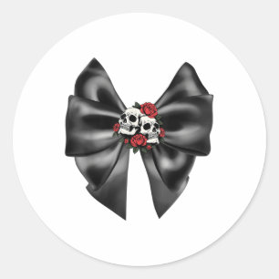 Gothic Coquette Twee Hoofd Roos Schedel Big Black Ronde Sticker
