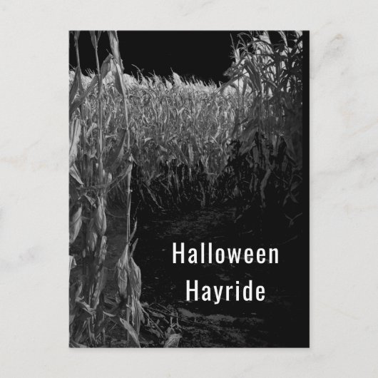 Gothic Cornfield Halloween Hayride Party Uitnodiging Briefkaart (Voorkant)