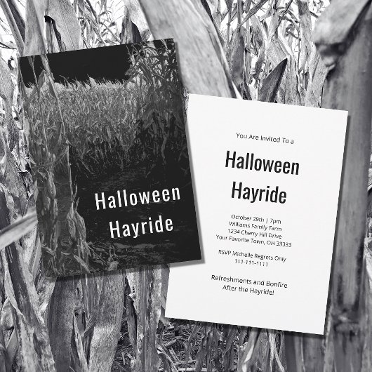 Gothic Cornfield Hayride Halloween Party Kaart