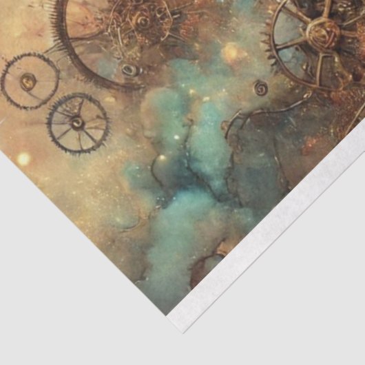 Gothic Cosmic Steampunk Cat Dream Decoupage Tissuepapier (Detail)