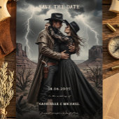 Gothic Couple Dark Western Save The Date