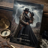 Gothic Couple Dark Western Save The Date