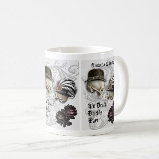 Gothic Couple in Love Skulls Custom Coffee Mok (Voorkant rechts)