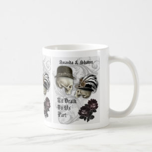 Gothic Couple in Love Skulls Custom Coffee Mok