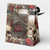 Gothic Cream en Red Skulls Rozen Biker Bruiloft Bedankdoosjes (Achterkant)