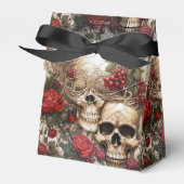 Gothic Cream en Red Skulls Rozen Biker Bruiloft Bedankdoosjes (Voorkant Zijde)