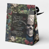 Gothic Cream en Red Skulls Rozen Biker Bruiloft Bedankdoosjes (Achterkant)