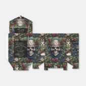 Gothic Cream en Red Skulls Rozen Biker Bruiloft Bedankdoosjes (Uitgevouwen)