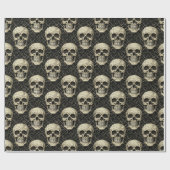 Gothic Cream Schedel Cracked Patroon Cadeaupapier (Vlak)