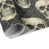 Gothic Cream Schedel Cracked Patroon Cadeaupapier (Rol Hoek)