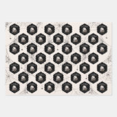 Gothic Cream Skulls en Stripes Halloween Inpakpapier Vel (Voorkant)
