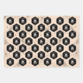 Gothic Cream Skulls en Stripes Halloween Inpakpapier Vel (Voorkant)