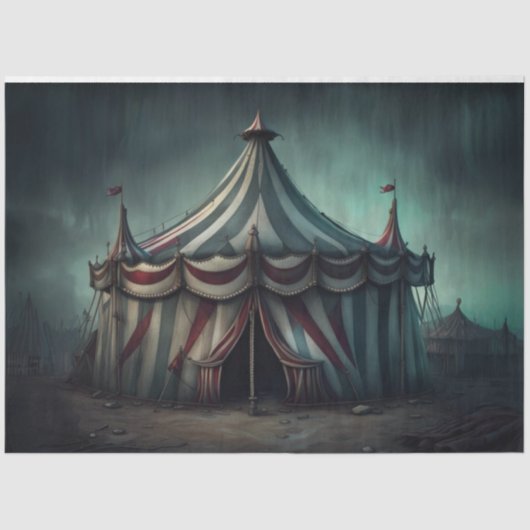 Gothic Creepy Circus Tent Moody Decoupage Papier (Voorkant)