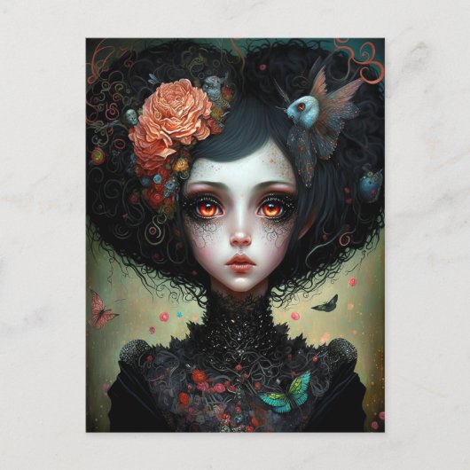 Gothic Creepy Cute Girl Gothic Briefkaart (Voorkant)