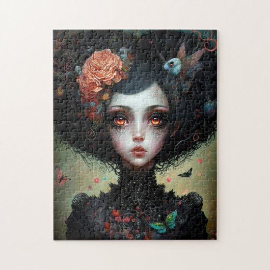 Gothic Creepy Cute Girl Gothic Legpuzzel (Verticaal)