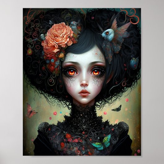 Gothic Creepy Cute Girl Gothic Poster (Voorkant)