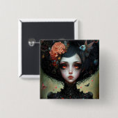 Gothic Creepy Cute Girl Gothic Vierkante Button 5,1 Cm (Voorkant /achterkant)