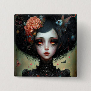 Gothic Creepy Cute Girl Gothic Vierkante Button 5,1 Cm