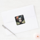 Gothic Creepy Cute Girl Gothic Vierkante Sticker (Envelop)